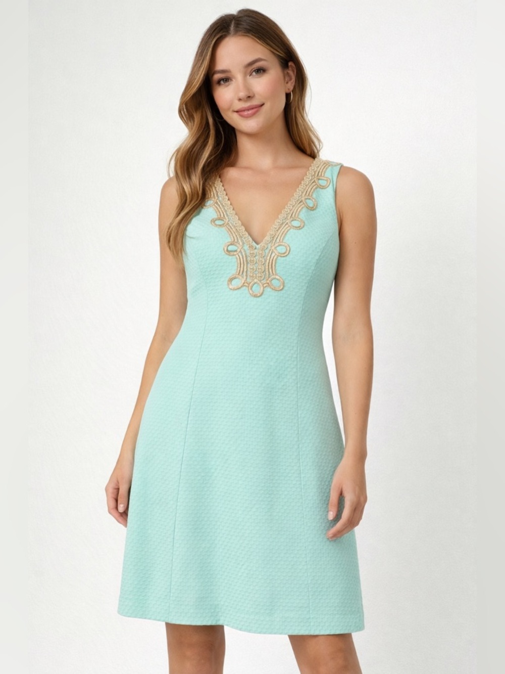 EUC Lilly Pulitzer Poolside Blue Bentley Sleeveless Lined Shift Dress, Size 8